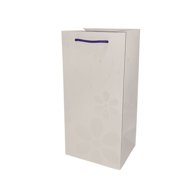 Pungă hârtie ALBĂ pentru flori (ORHIDEE) cu mânere din șnur textil 16 x 33(H) x 13cm