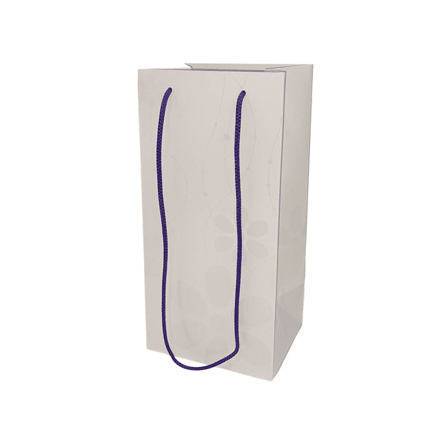 Pungă hârtie ALBĂ pentru flori (ORHIDEE) cu mânere din șnur textil 16 x 33(H) x 13cm