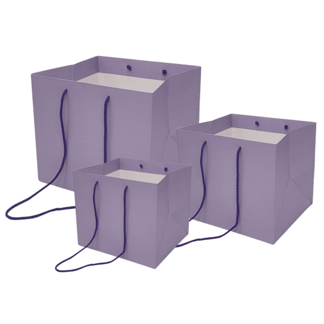 PURPLE PAL paper bag for flowers with textile string handles 30 x 25(H) x 27cm