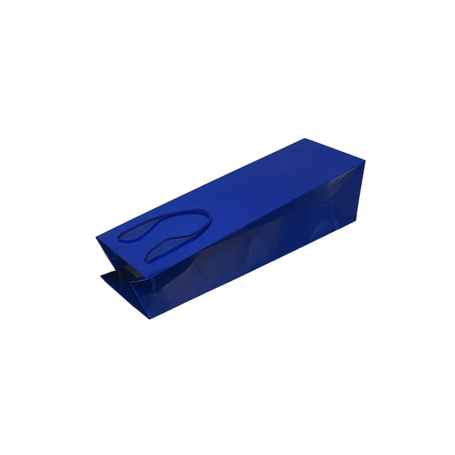 Pungă ALBASTRĂ pentru sticlă din hârtie premium - lucioasă 11 x 38(H) x 10cm