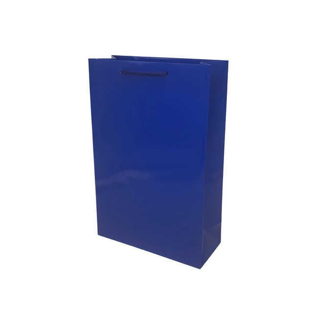Pungă ALBASTRĂ din hârtie premium cu mânere din șnur textil 32 x 40(H) x 12cm