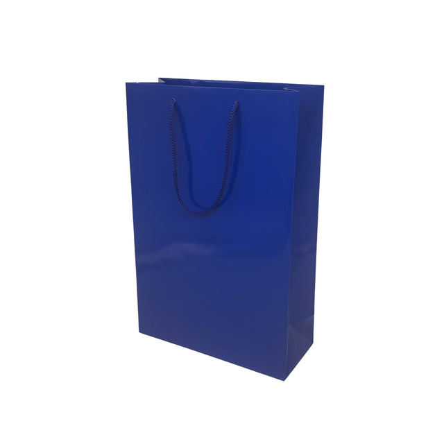 Pungă ALBASTRĂ din hârtie premium cu mânere din șnur textil 32 x 40(H) x 12cm