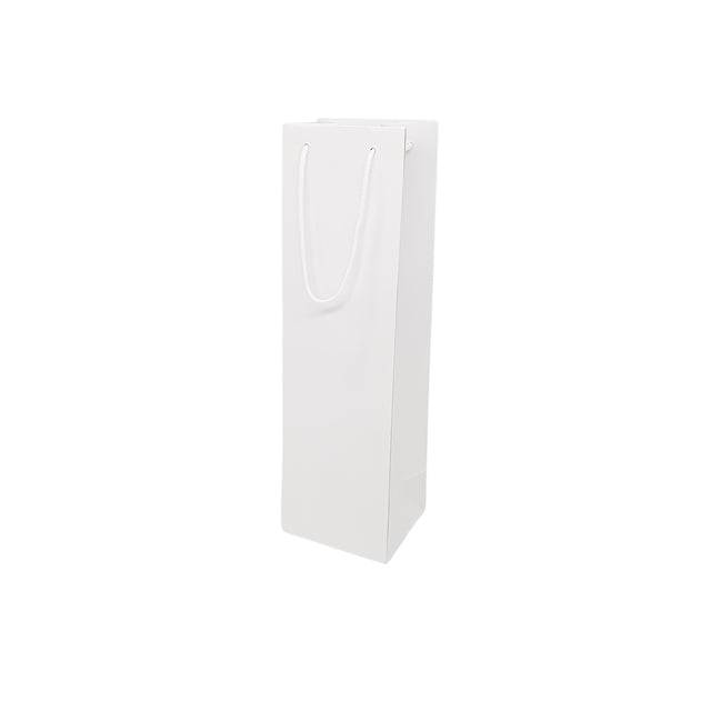 Pungă ALBĂ pentru sticlă din hârtie premium - lucioasă 11 x 38(H) x 10cm