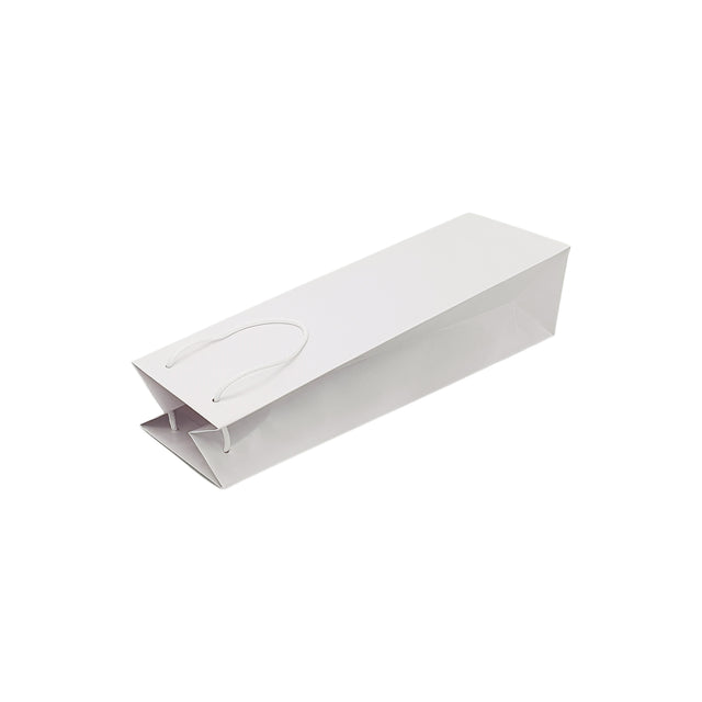 Pungă ALBĂ pentru sticlă din hârtie premium - lucioasă 11 x 38(H) x 10cm