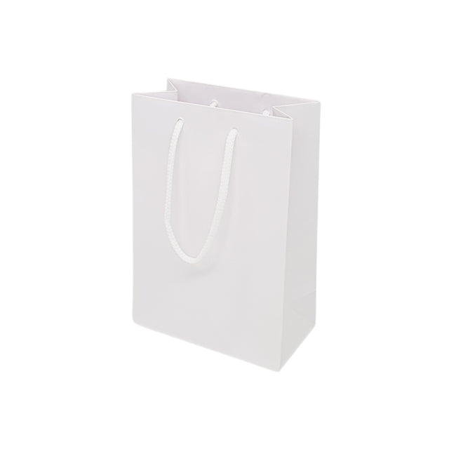 Pungă ALBĂ din hârtie premium cu mânere din șnur textil 24 x 36(H) x 10cm