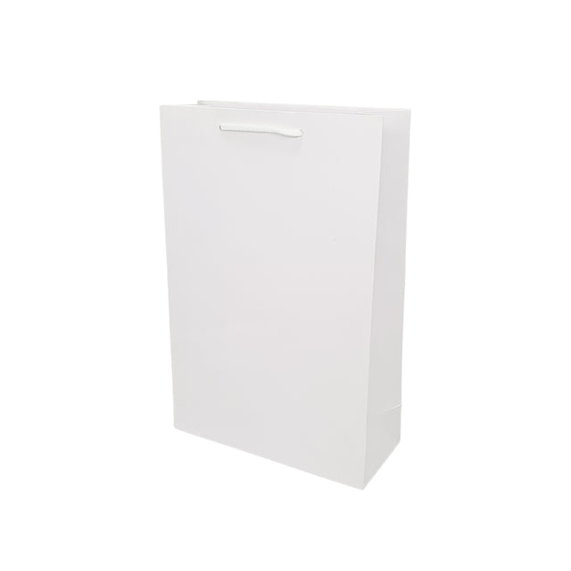 Pungă ALBĂ din hârtie premium cu mânere din șnur textil 32 x 40(H) x 12cm