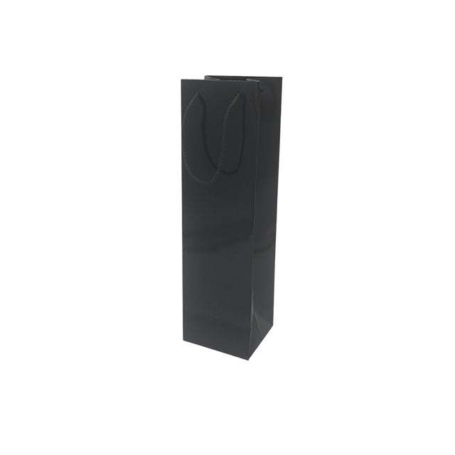 Pungă NEAGRĂ pentru sticlă din hârtie premium - lucioasă 11 x 38(H) x 10cm