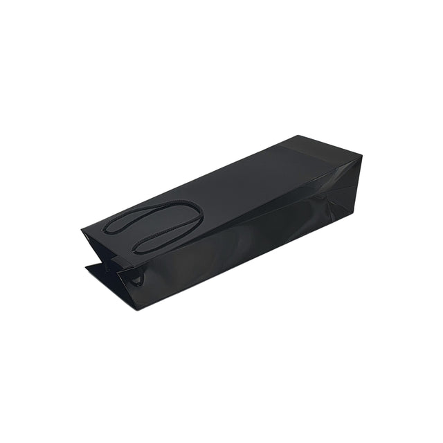 Pungă NEAGRĂ pentru sticlă din hârtie premium - lucioasă 11 x 38(H) x 10cm