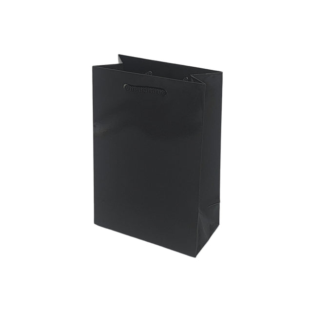 Pungă NEAGRĂ din hârtie premium cu mânere din șnur textil 24 x 36(H) x 10cm