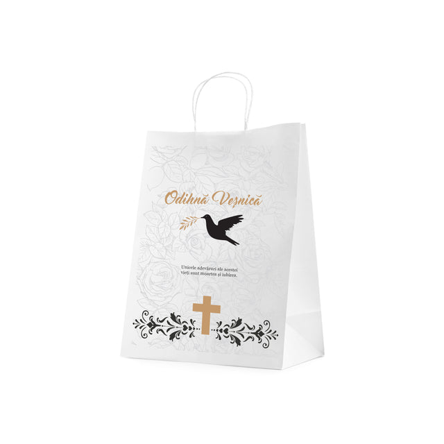 WHITE kraft paper bag for funerals, commemorations, burials - Model 8 24 x 31(H) x 10cm