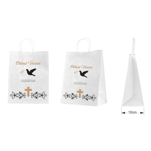 WHITE kraft paper bag for funerals, commemorations, burials - Model 8 24 x 31(H) x 10cm