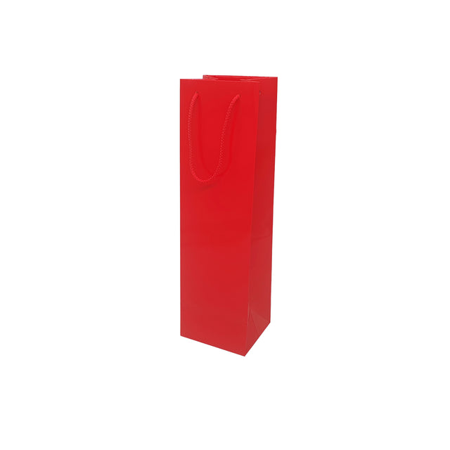 Pungă ROȘIE pentru sticlă din hârtie premium - lucioasă 11 x 38(H) x 10cm