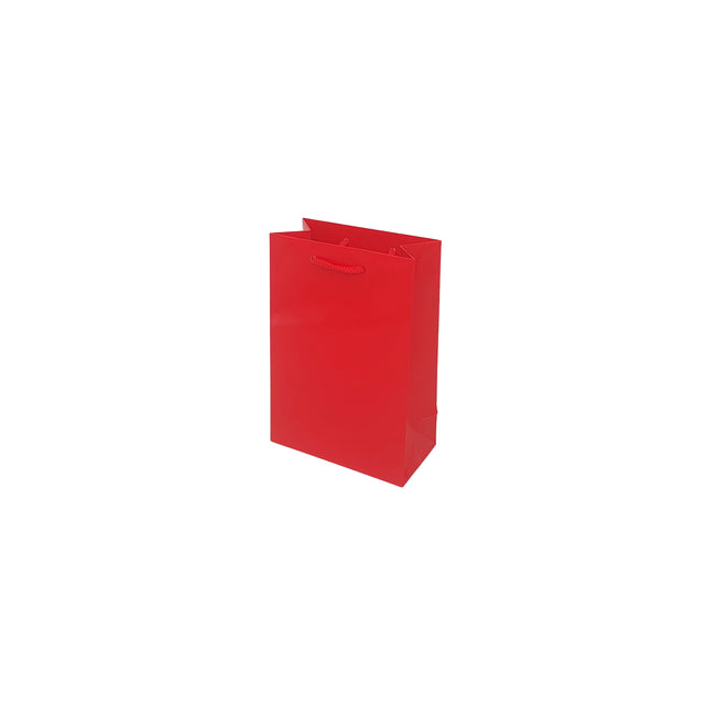 Pungă ROȘIE din hârtie premium cu mânere din șnur textil 15 x 22(H) x 8cm