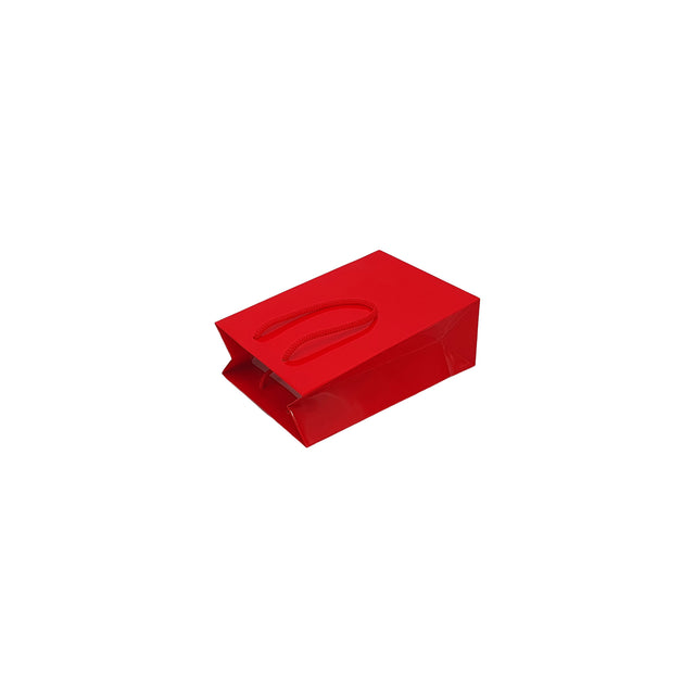 Pungă ROȘIE din hârtie premium cu mânere din șnur textil 15 x 22(H) x 8cm