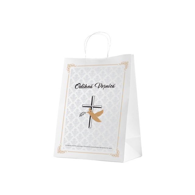 WHITE kraft paper bag for funerals, commemorations, burials - Model 8 24 x 31(H) x 10cm