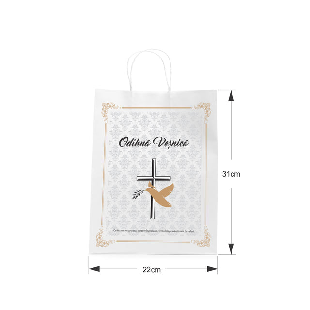 WHITE kraft paper bag for funerals, commemorations, burials - Model 8 24 x 31(H) x 10cm