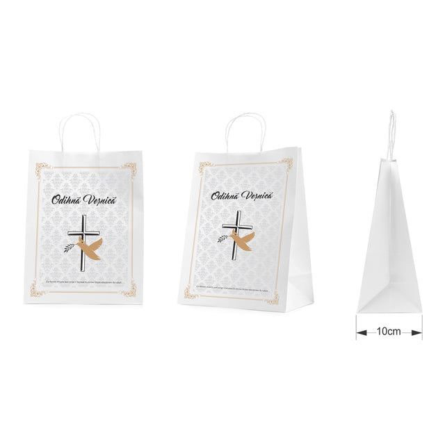 WHITE kraft paper bag for funerals, commemorations, burials - Model 8 24 x 31(H) x 10cm