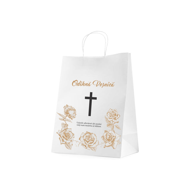 WHITE kraft paper bag for funerals, commemorations, burials - Model 8 24 x 31(H) x 10cm