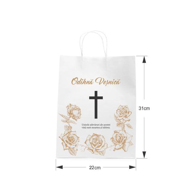 WHITE kraft paper bag for funerals, commemorations, burials - Model 8 24 x 31(H) x 10cm
