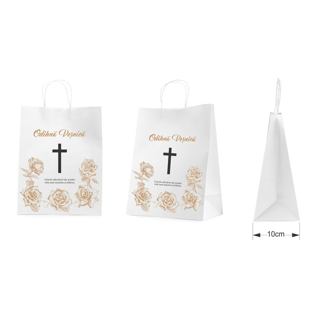 WHITE kraft paper bag for funerals, commemorations, burials - Model 8 24 x 31(H) x 10cm