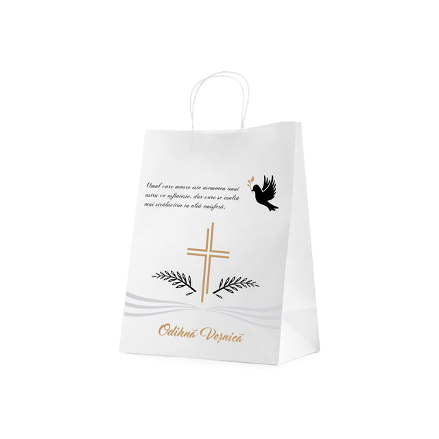 WHITE kraft paper bag for funerals, commemorations, burials - Model 8 24 x 31(H) x 10cm
