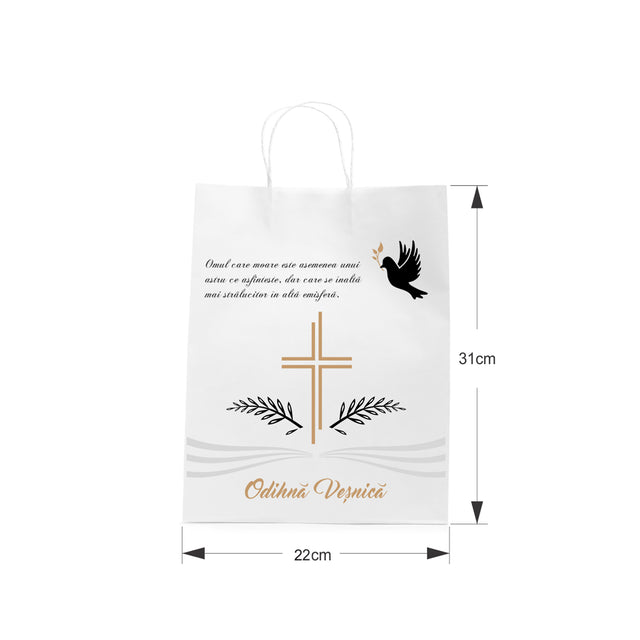 WHITE kraft paper bag for funerals, commemorations, burials - Model 8 24 x 31(H) x 10cm