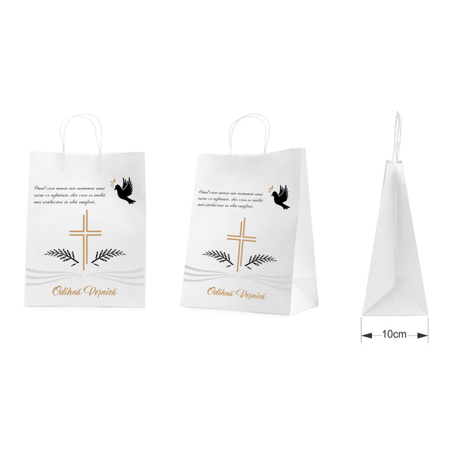 WHITE kraft paper bag for funerals, commemorations, burials - Model 8 24 x 31(H) x 10cm