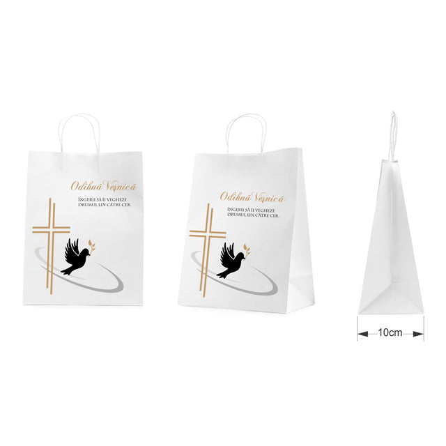 WHITE kraft paper bag for funerals, commemorations, burials - Model 8 24 x 31(H) x 10cm
