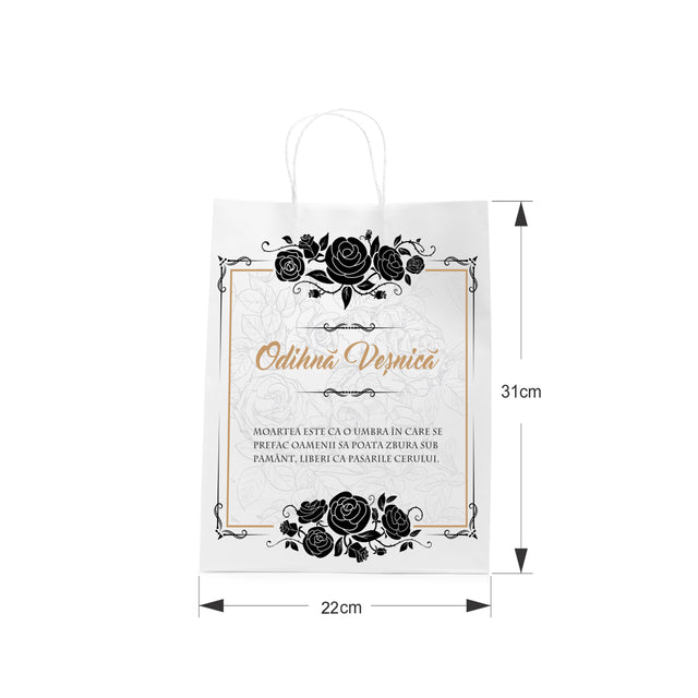WHITE kraft paper bag for funerals, commemorations, burials - Model 8 24 x 31(H) x 10cm