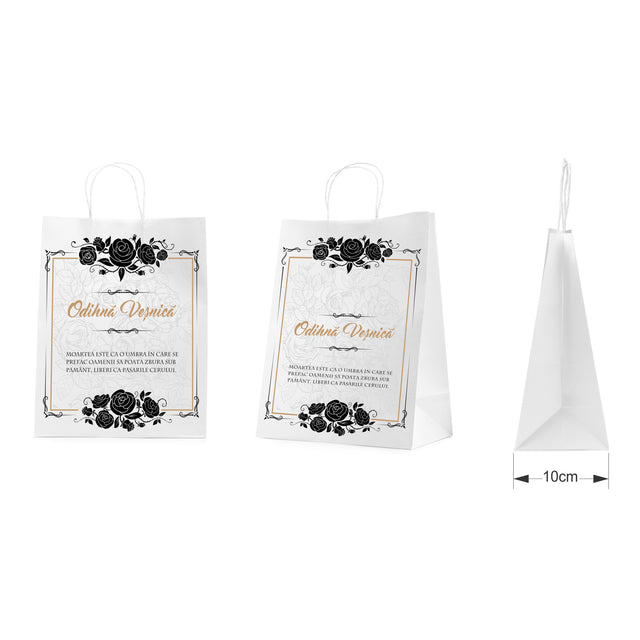 WHITE kraft paper bag for funerals, commemorations, burials - Model 8 24 x 31(H) x 10cm