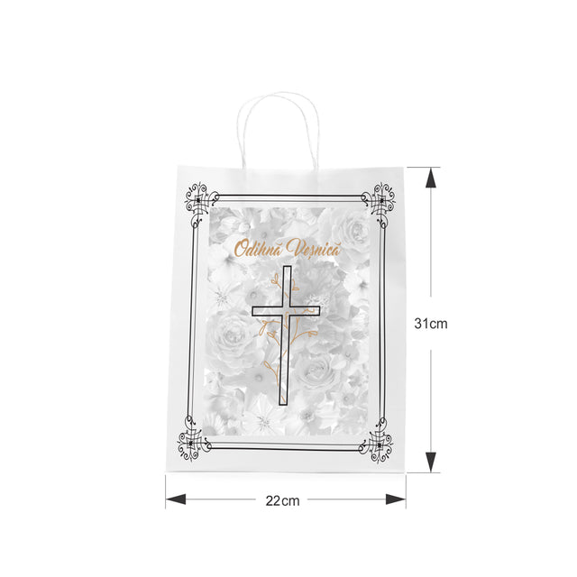 WHITE kraft paper bag for funerals, commemorations, burials - Model 8 24 x 31(H) x 10cm