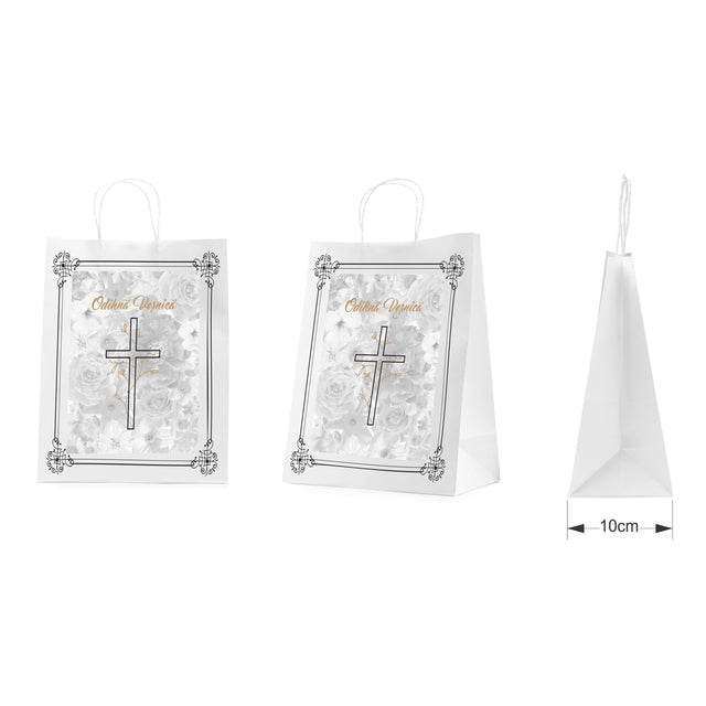 WHITE kraft paper bag for funerals, commemorations, burials - Model 8 24 x 31(H) x 10cm