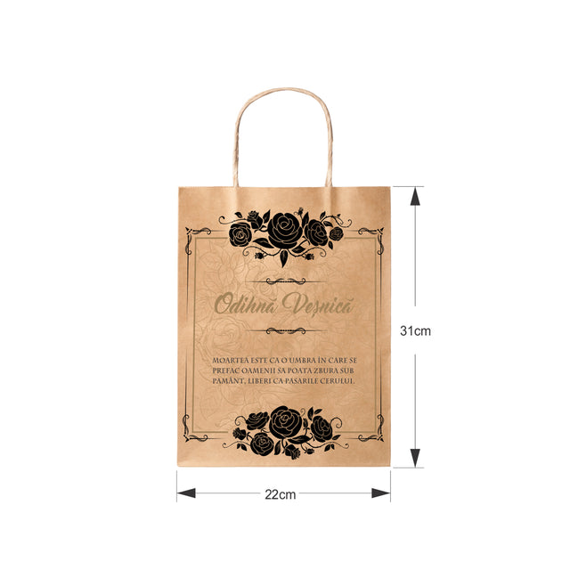 NATURAL kraft paper bag for funerals, commemorations, burials - Model 1 24 x 31(H) x 10cm