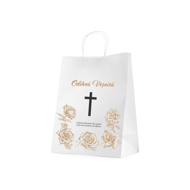 WHITE kraft paper bag for funerals, commemorations, burials - Model 2 24 x 31(H) x 10cm