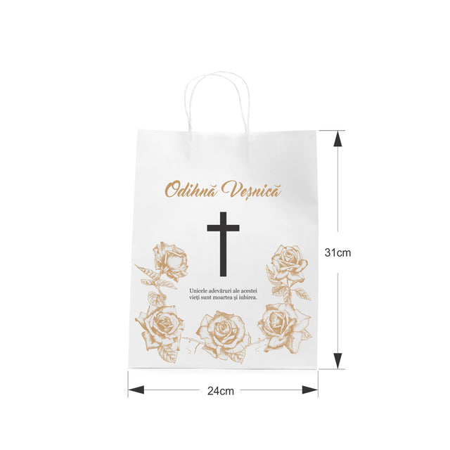 WHITE kraft paper bag for funerals, commemorations, burials - Model 2 24 x 31(H) x 10cm