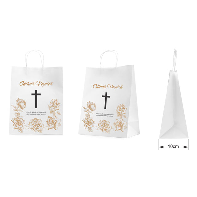 WHITE kraft paper bag for funerals, commemorations, burials - Model 2 24 x 31(H) x 10cm