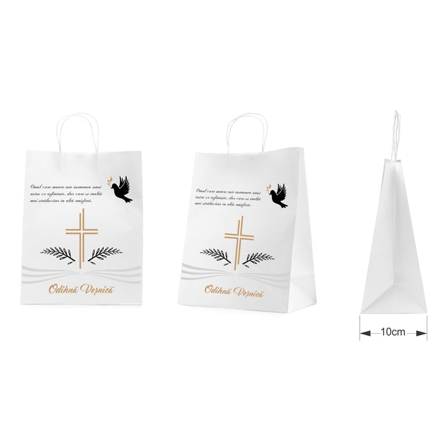 WHITE kraft paper bag for funerals, commemorations, burials - Model 3 24 x 31(H) x 10cm