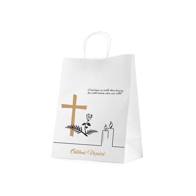 WHITE kraft paper bag for funerals, commemorations, burials - Model 5 24 x 31(H) x 10cm