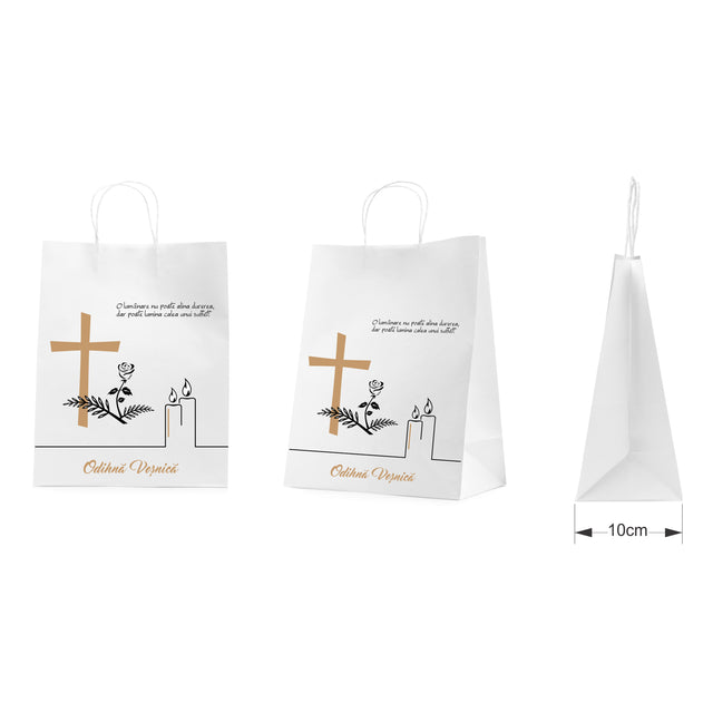 WHITE kraft paper bag for funerals, commemorations, burials - Model 5 24 x 31(H) x 10cm