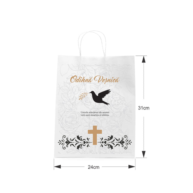 WHITE kraft paper bag for funerals, commemorations, burials - Model 6 24 x 31(H) x 10cm