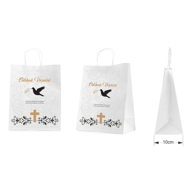 WHITE kraft paper bag for funerals, commemorations, burials - Model 6 24 x 31(H) x 10cm
