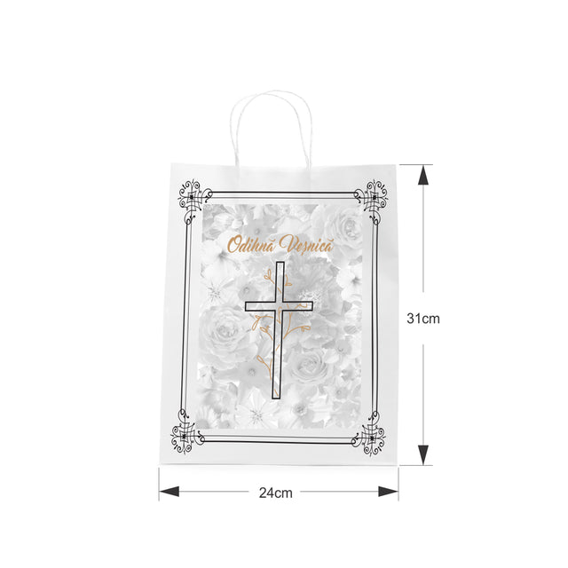 WHITE kraft paper bag for funerals, commemorations, burials - Model 8 24 x 31(H) x 10cm