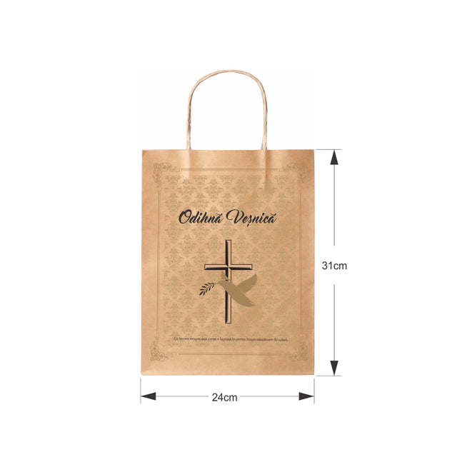 NATURAL kraft paper bag for funerals, commemorations, burials - Model 1 24 x 31(H) x 10cm