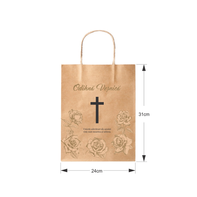 NATURAL kraft paper bag for funerals, commemorations, burials - Model 2 24 x 31(H) x 10cm