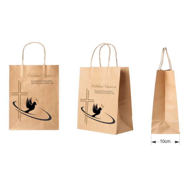 NATURAL kraft paper bag for funerals, commemorations, burials - Model 4 24 x 31(H) x 10cm