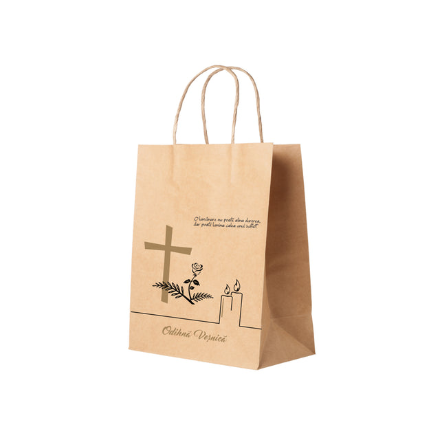 NATURAL kraft paper bag for funerals, commemorations, burials - Model 5 24 x 31(H) x 10cm