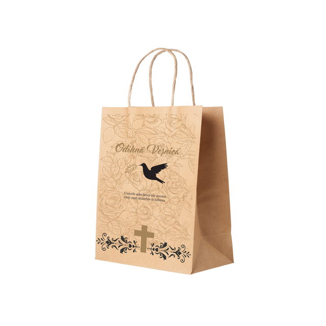 NATURAL kraft paper bag for funerals, commemorations, burials - Model 6 24 x 31(H) x 10cm
