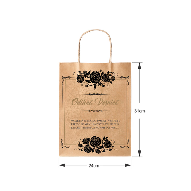 NATURAL kraft paper bag for funerals, commemorations, burials - Model 7 24 x 31(H) x 10cm