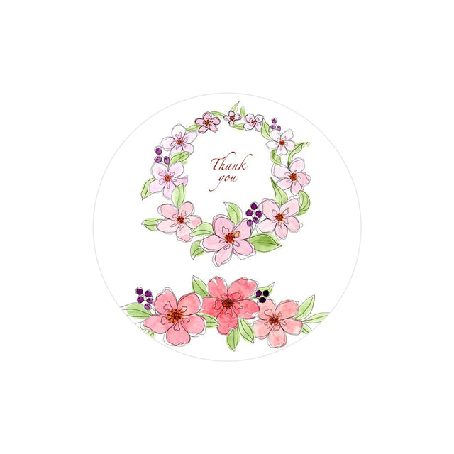 Etichetă autoadezivă/sticker Rotund Model Thank You Pink Blossom