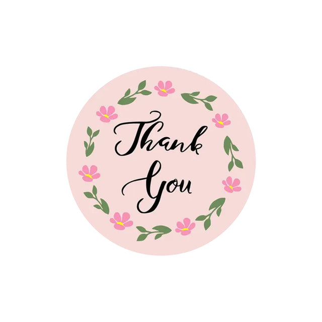Etichetă autoadezivă/sticker Rotund Model Thank You Blush Flower Circle